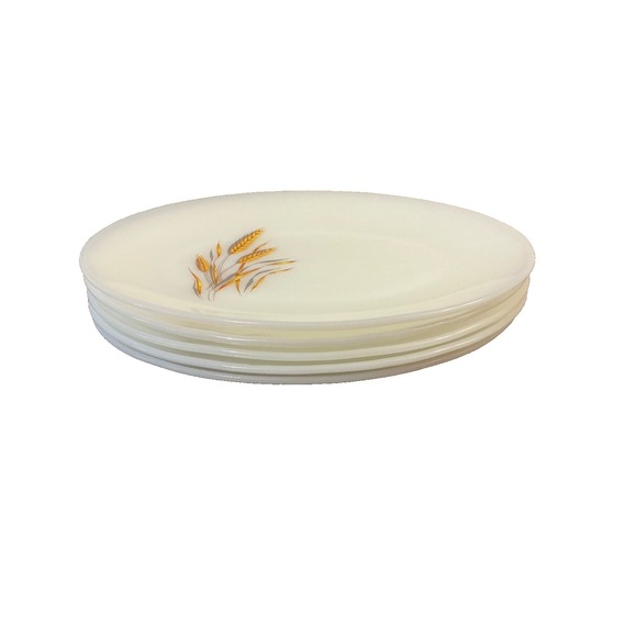 Fire King Other - FIRE KING Serving Plate Golden Wheat Pattern Milk Glass Platter 12" x 9" Vintage